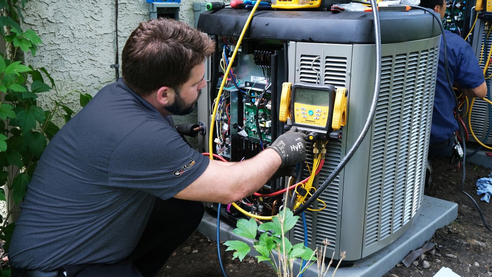 Casteel technicians commissioning a newly installed HVAC system